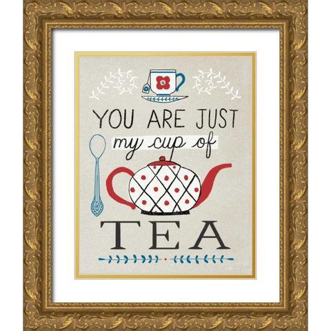 Cup of Tea Gold Ornate Wood Framed Art Print with Double Matting by Towne, Oliver