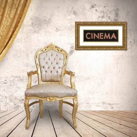 Cinema Marquee Gold Ornate Wood Framed Art Print with Double Matting by Wiens, James