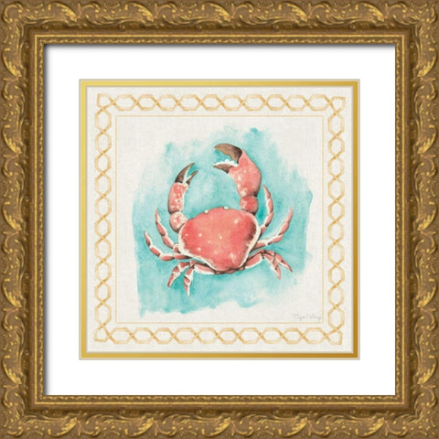 Coastal Mist Crab Gold Ornate Wood Framed Art Print with Double Matting by DeNeige, Elyse