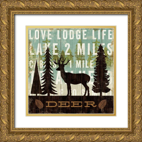 Simple Living Deer Gold Ornate Wood Framed Art Print with Double Matting by Mullan, Michael