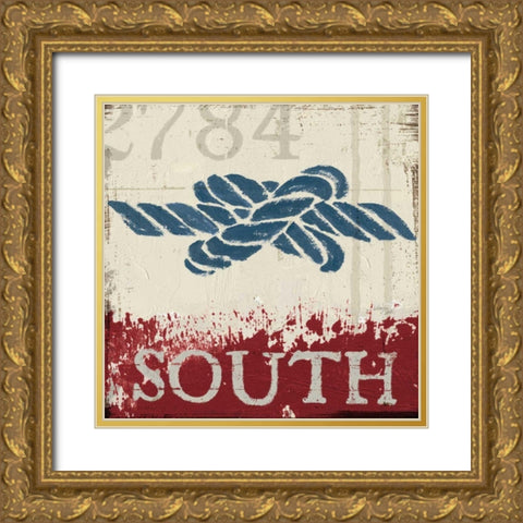 Nautical II Red Gold Ornate Wood Framed Art Print with Double Matting by Wellington Studio