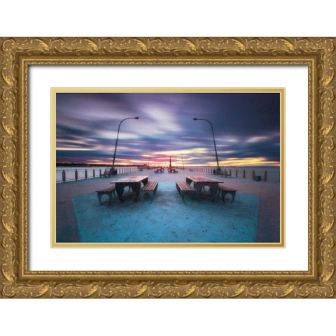 69th Street Pier Gold Ornate Wood Framed Art Print with Double Matting by Gendreau, Katherine