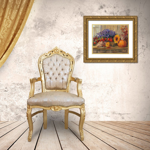 October Still Life Gold Ornate Wood Framed Art Print with Double Matting by Rowan, Carol