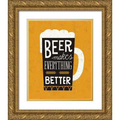Craft Beer II Gold Ornate Wood Framed Art Print with Double Matting by Mullan, Michael
