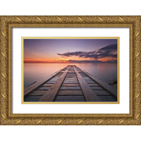 Cosmic Dock Gold Ornate Wood Framed Art Print with Double Matting by Gendreau, Katherine