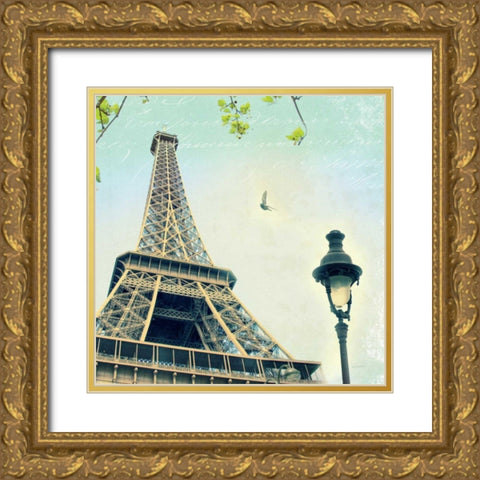 Paris Eiffel Letter Gold Ornate Wood Framed Art Print with Double Matting by Schlabach, Sue