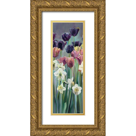 Grape Tulips Panel II Gold Ornate Wood Framed Art Print with Double Matting by Hageman, Marilyn