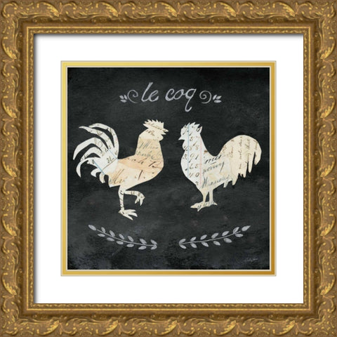 Le Coq Cameo Sq Gold Ornate Wood Framed Art Print with Double Matting by Prahl, Courtney