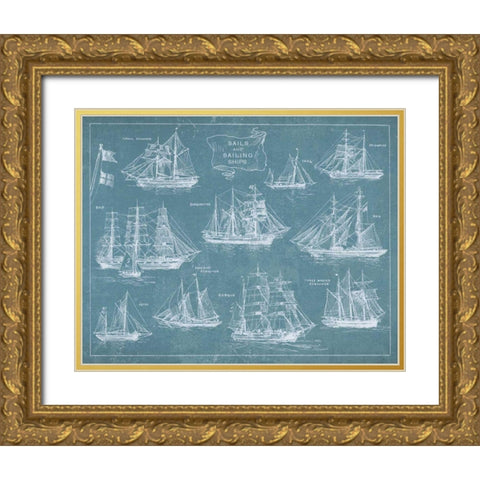 Sailing Ships Gold Ornate Wood Framed Art Print with Double Matting by Wild Apple Portfolio