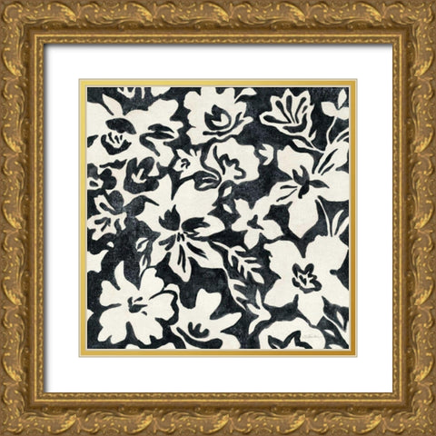 Chalkboard Floral I Gold Ornate Wood Framed Art Print with Double Matting by Vassileva, Silvia