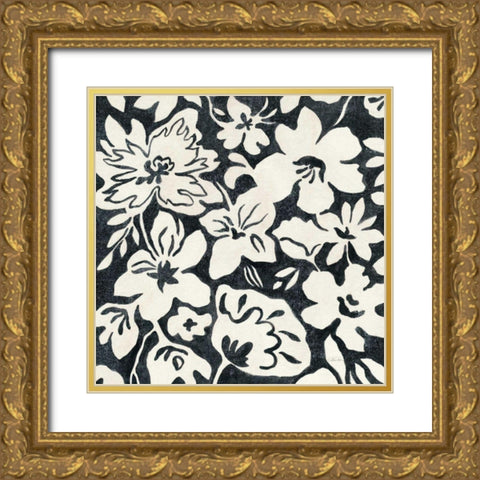 Chalkboard Floral II Gold Ornate Wood Framed Art Print with Double Matting by Vassileva, Silvia