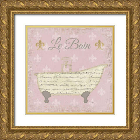 Vintage Bath VI Fleur Pink Gold Ornate Wood Framed Art Print with Double Matting by Pela Studio