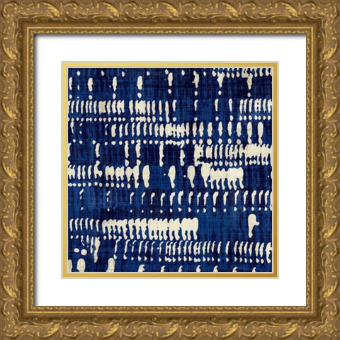 Indigo Batik IV Gold Ornate Wood Framed Art Print with Double Matting by Wild Apple Portfolio
