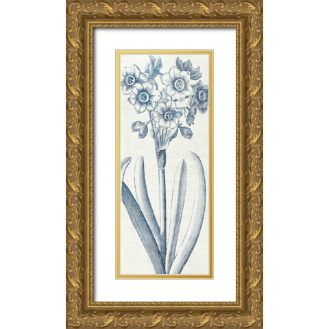 Eden I  Indigo and White Gold Ornate Wood Framed Art Print with Double Matting by Wild Apple Portfolio