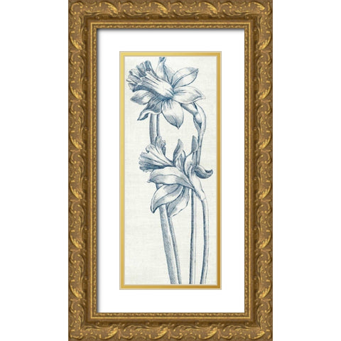 Eden II  Indigo and White Gold Ornate Wood Framed Art Print with Double Matting by Wild Apple Portfolio
