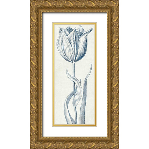 Eden IV  Indigo and White Gold Ornate Wood Framed Art Print with Double Matting by Wild Apple Portfolio