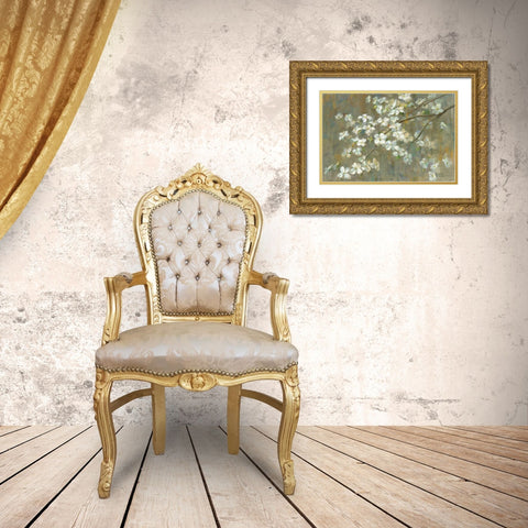 Dogwood in Spring Gold Ornate Wood Framed Art Print with Double Matting by Nai, Danhui