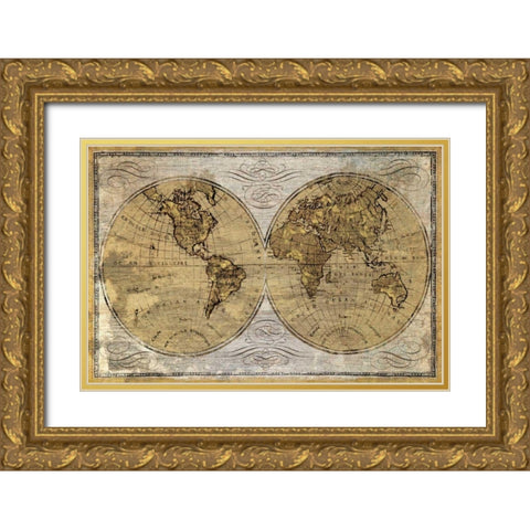 Worldwide I Gold Ornate Wood Framed Art Print with Double Matting by Wioens, James