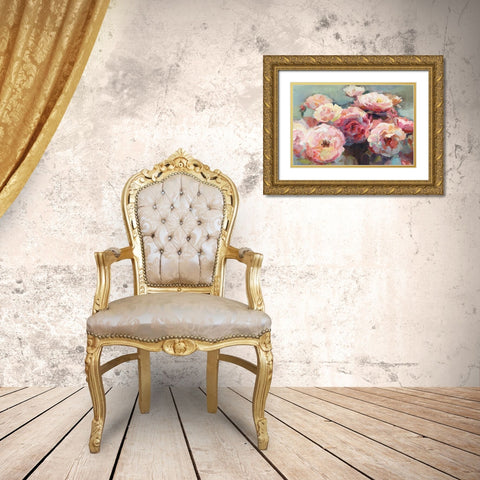 Wild Roses Gold Ornate Wood Framed Art Print with Double Matting by Hageman, Marilyn