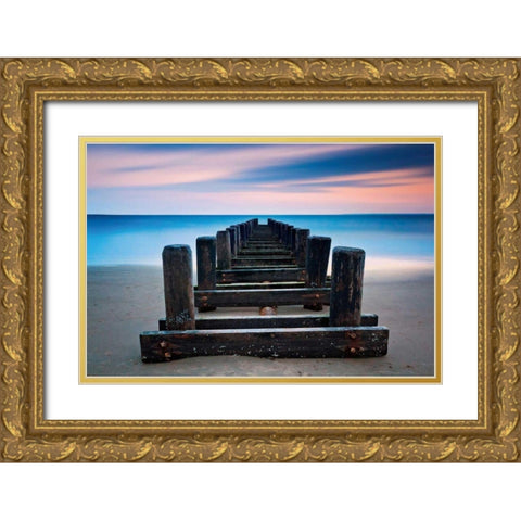 Coney Island Pier Gold Ornate Wood Framed Art Print with Double Matting by Gendreau, Katherine