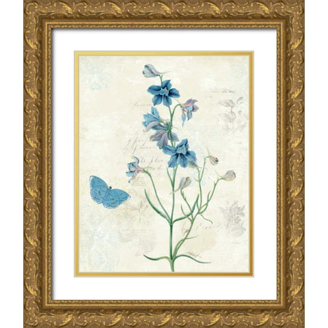 Booked Blue II Gold Ornate Wood Framed Art Print with Double Matting by Pertiet, Katie