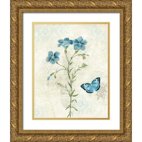 Booked Blue III Gold Ornate Wood Framed Art Print with Double Matting by Pertiet, Katie