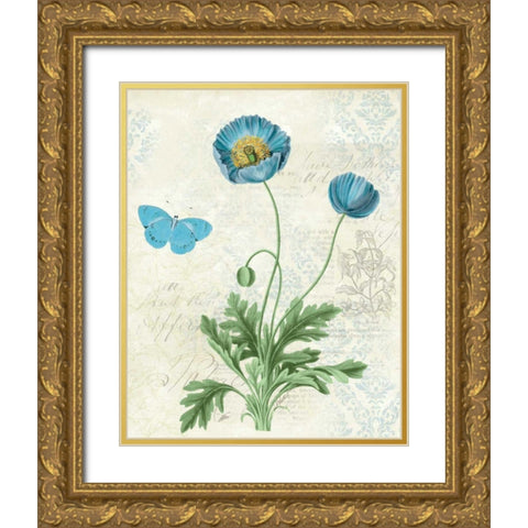 Booked Blue IV Gold Ornate Wood Framed Art Print with Double Matting by Pertiet, Katie