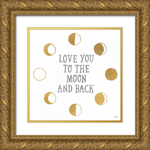 To the Moon Gold Ornate Wood Framed Art Print with Double Matting by Hershey, Moira