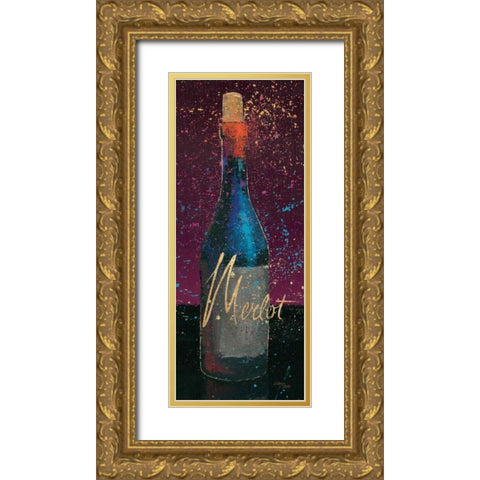 Wine Splash Dark IV Gold Ornate Wood Framed Art Print with Double Matting by Wellington Studio