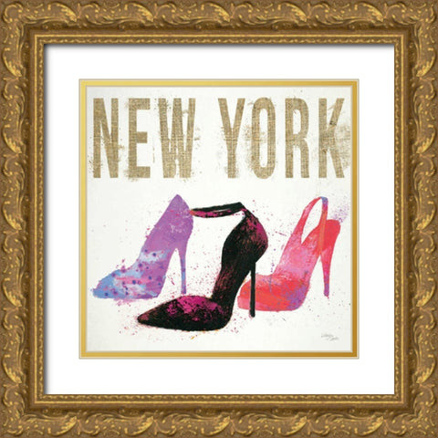 Moda Splash II Light Gold Ornate Wood Framed Art Print with Double Matting by Wellington Studio