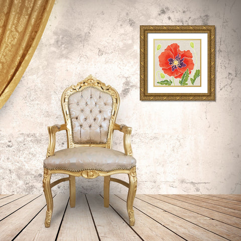 Sunshine Poppies I Gold Ornate Wood Framed Art Print with Double Matting by DeNeige, Elyse