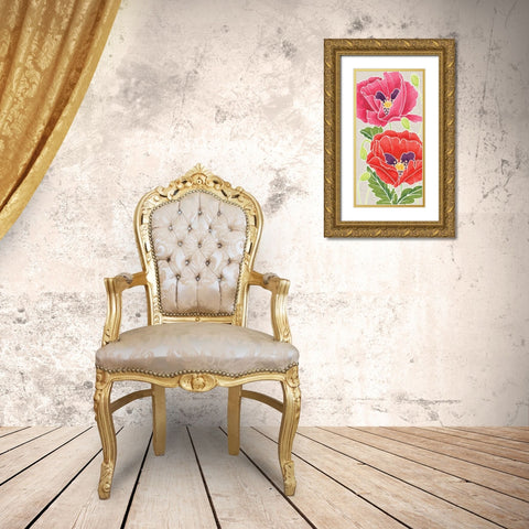 Sunshine Poppies Panel II Gold Ornate Wood Framed Art Print with Double Matting by DeNeige, Elyse