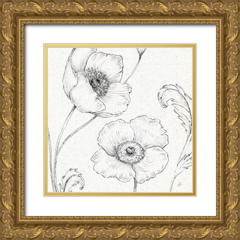 Blossom Sketches I Gold Ornate Wood Framed Art Print with Double Matting by Brissonnet, Daphne