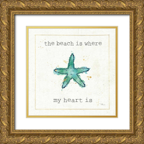 Sea Treasures III Gold Ornate Wood Framed Art Print with Double Matting by Pela Studio