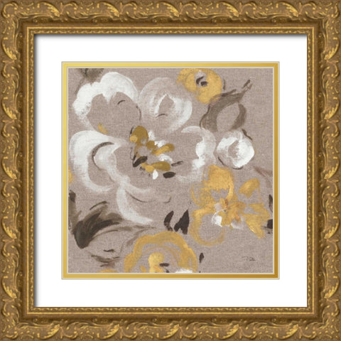 Brushed Petals II Gold  Gold Ornate Wood Framed Art Print with Double Matting by Pela