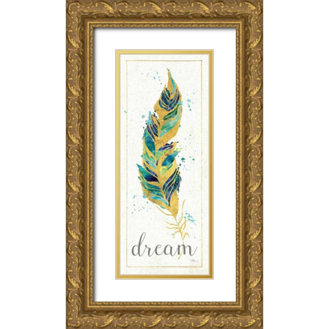 Waterfeathers I Gold Ornate Wood Framed Art Print with Double Matting by Pela Studio