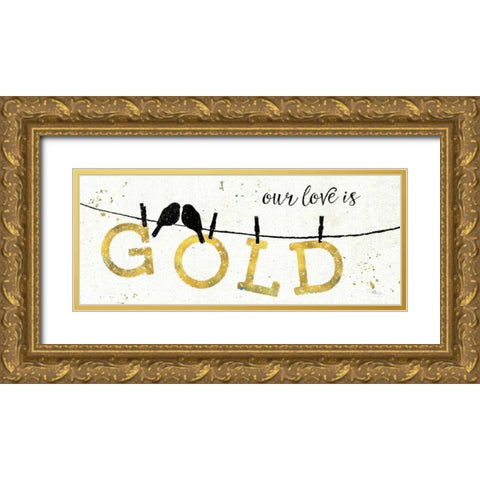 Shine Like Gold II Gold Ornate Wood Framed Art Print with Double Matting by Pela Studio