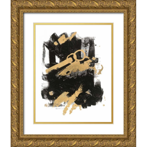 Gold Black Abstract I Gold Ornate Wood Framed Art Print with Double Matting by Schick, Mike