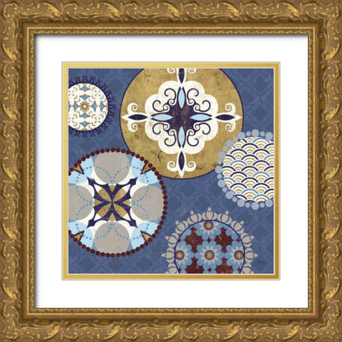 Mediterranean Blue III Gold Ornate Wood Framed Art Print with Double Matting by Charron, Veronique