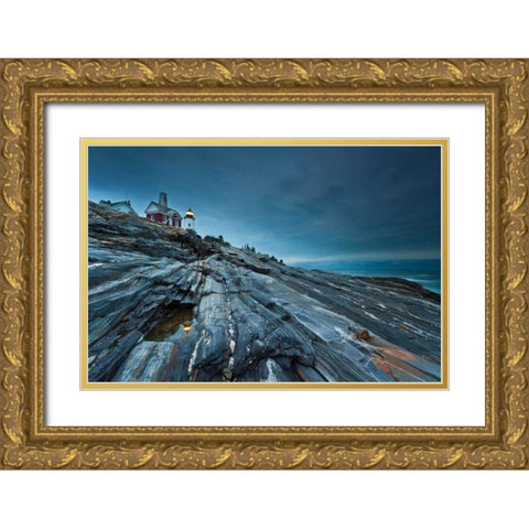 Study in Blue Gold Ornate Wood Framed Art Print with Double Matting by Gendreau, Katherine