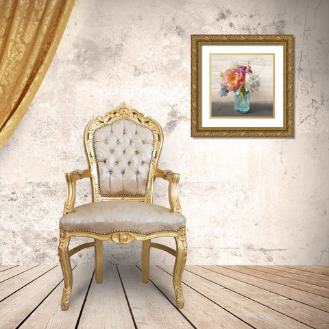 French Cottage Bouquet I  Gold Ornate Wood Framed Art Print with Double Matting by Nai, Danhui
