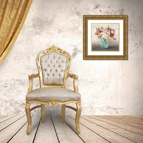 French Cottage Bouquet II  Gold Ornate Wood Framed Art Print with Double Matting by Nai, Danhui