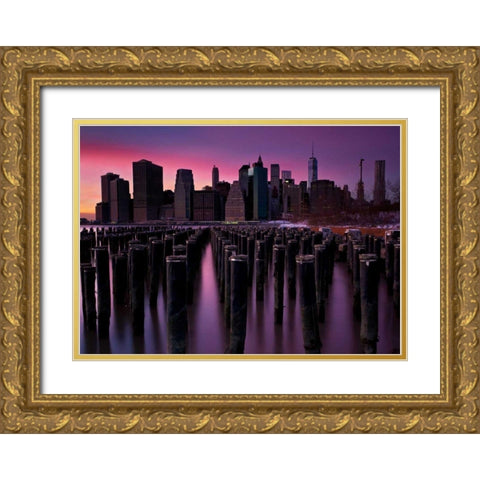 Manhattan Glow Gold Ornate Wood Framed Art Print with Double Matting by Gendreau, Katherine
