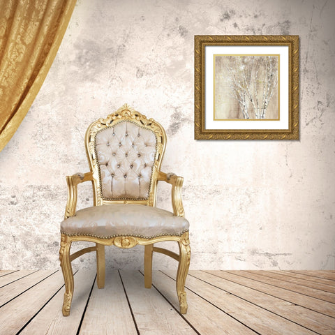 Blue Birch Neutral Gold Ornate Wood Framed Art Print with Double Matting by Purinton, Julia