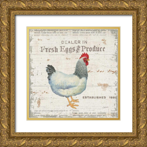 On the Farm III Gold Ornate Wood Framed Art Print with Double Matting by Wiens James
