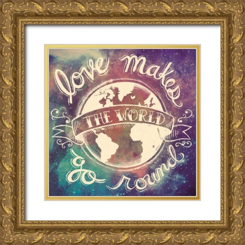 Universe Galaxy Love Makes Gold Ornate Wood Framed Art Print with Double Matting by Urban, Mary