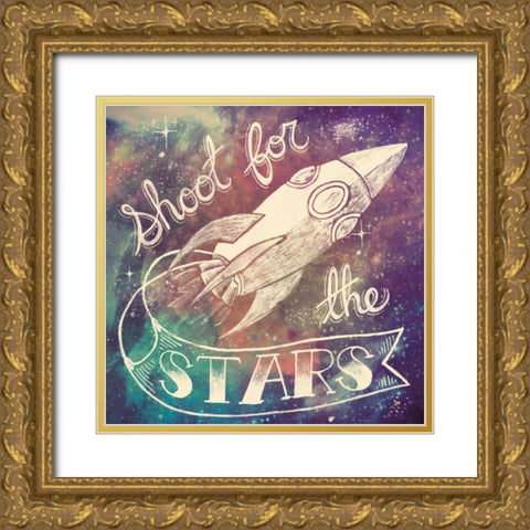 Universe Galaxy Shoot For the Stars Gold Ornate Wood Framed Art Print with Double Matting by Urban, Mary