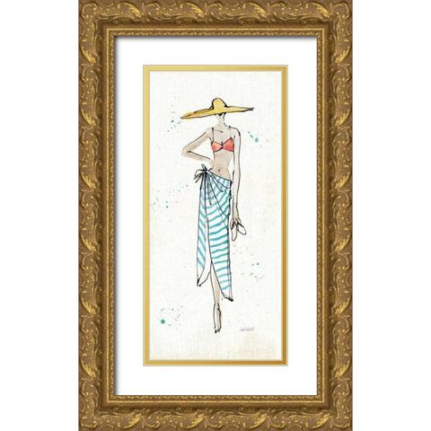 Beach Divas III Color Gold Ornate Wood Framed Art Print with Double Matting by Tavoletti, Anne