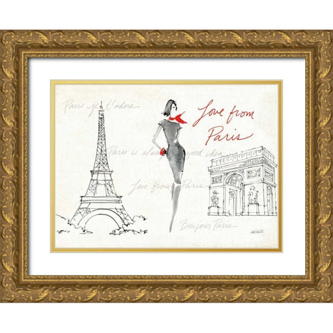 Red Flair VIII Gold Ornate Wood Framed Art Print with Double Matting by Tavoletti, Anne