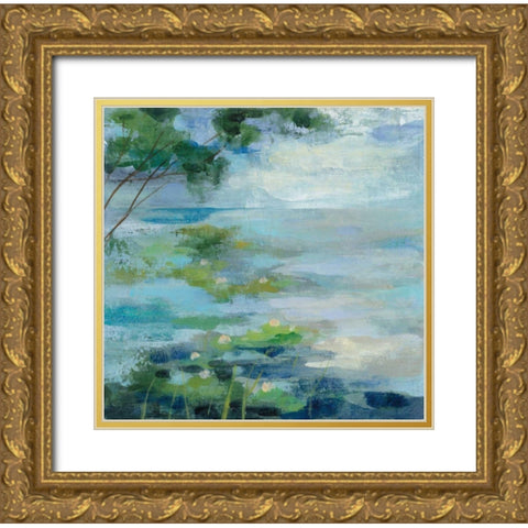 Lily Pond I Gold Ornate Wood Framed Art Print with Double Matting by Vassileva Silvia